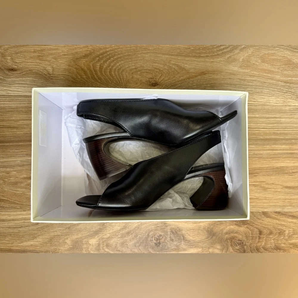 3.1 Phillip Lim Black Open Toe Slingback Heels 65mm Crescent Heel Size 40